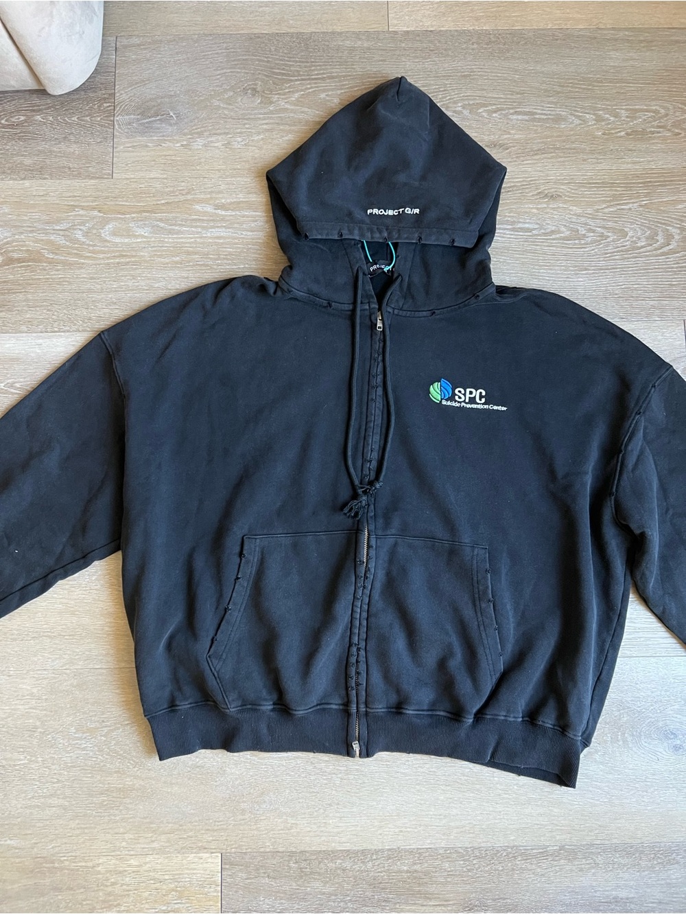 Project Graile SPC Black Zip-Up Hoodie with Hood